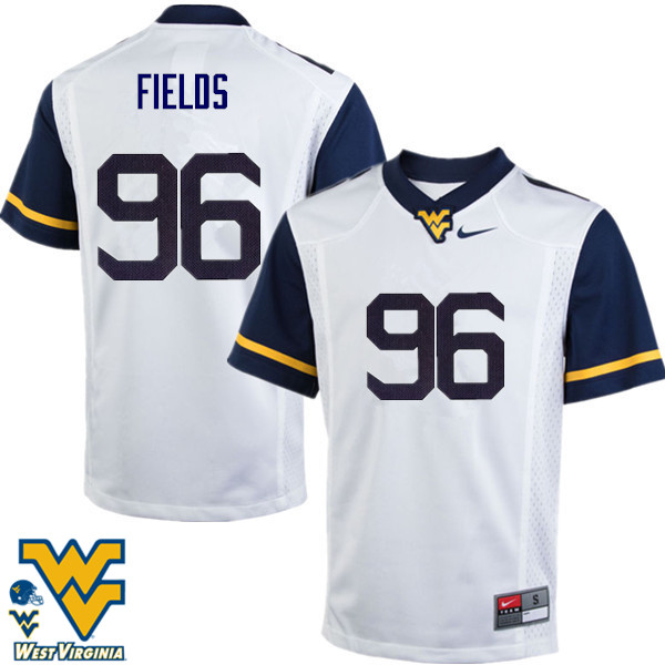 Men #96 Jaleel Fields West Virginia Mountaineers College Football Jerseys-White - Click Image to Close